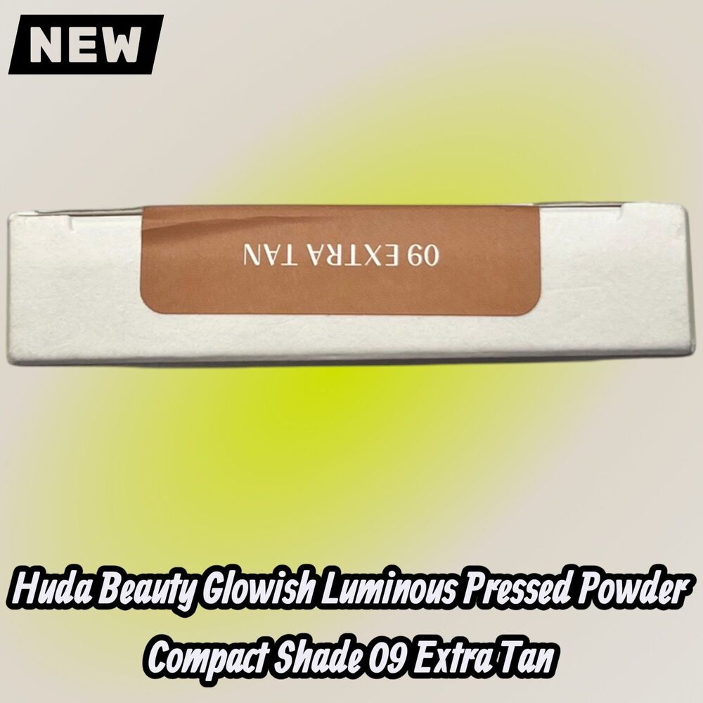 New Huda Beauty Glowish Luminous Pressed Powder Compact Shade 09 Extra Tan - Picture 3 of 9